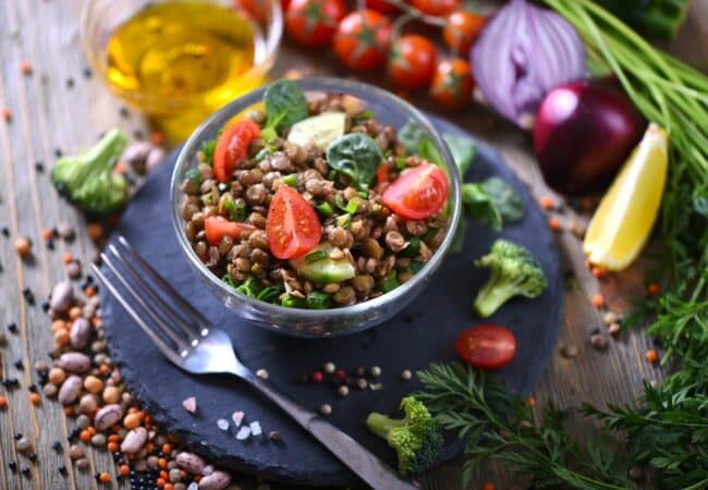 Salade de lentilles froides, recette facile, rapide et fraîche