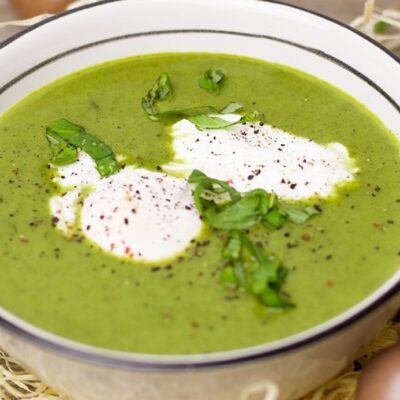 Velouté crémeux et léger de petits pois à la ricotta